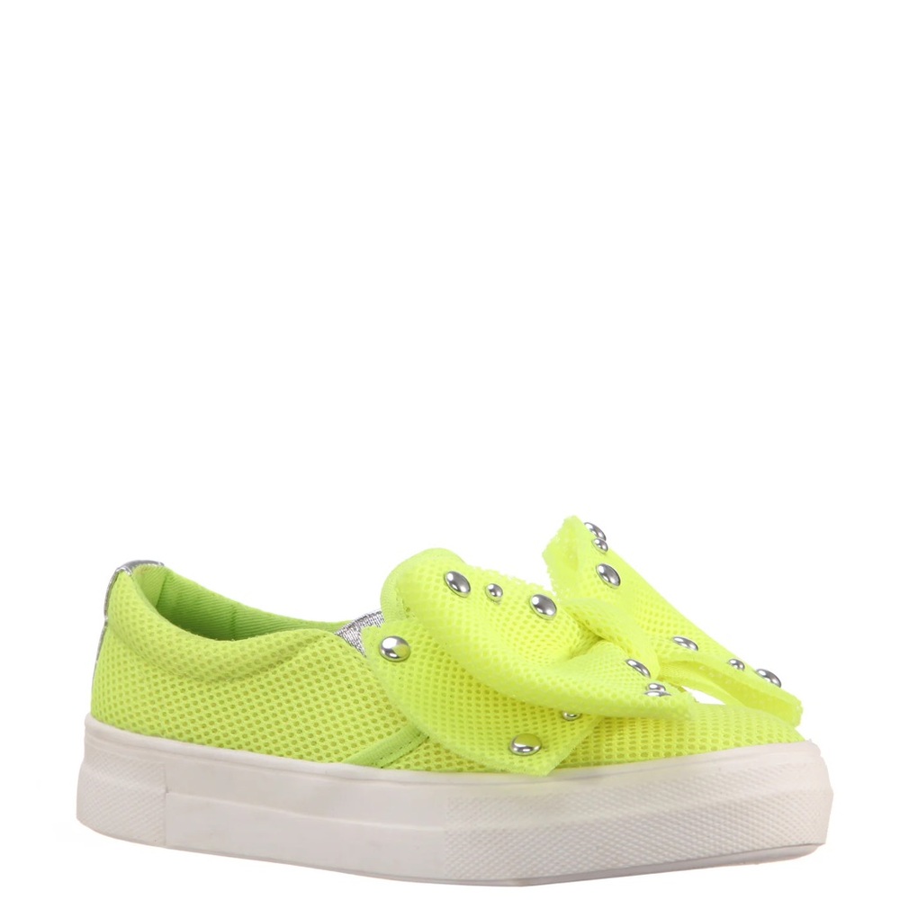Green and White Minimalist Sneakers with Platform Sole